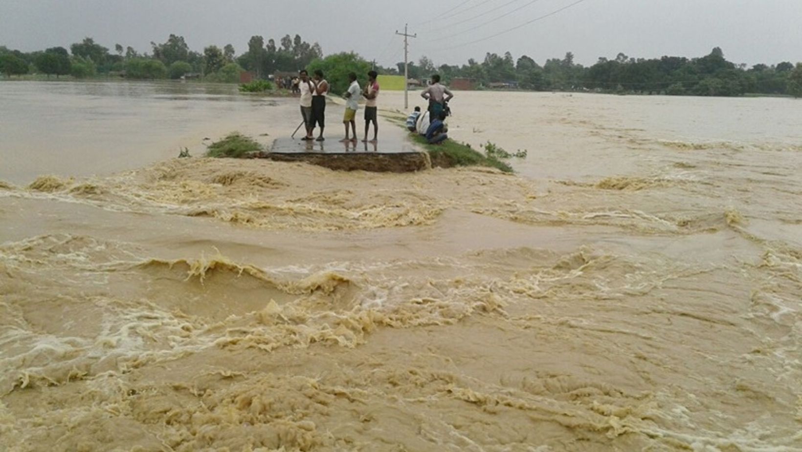 दाङको राप्ती नदीमा आएको बाढीका कारण बेलाघाटको बीचको टापुमा फसेका चारको उद्धार